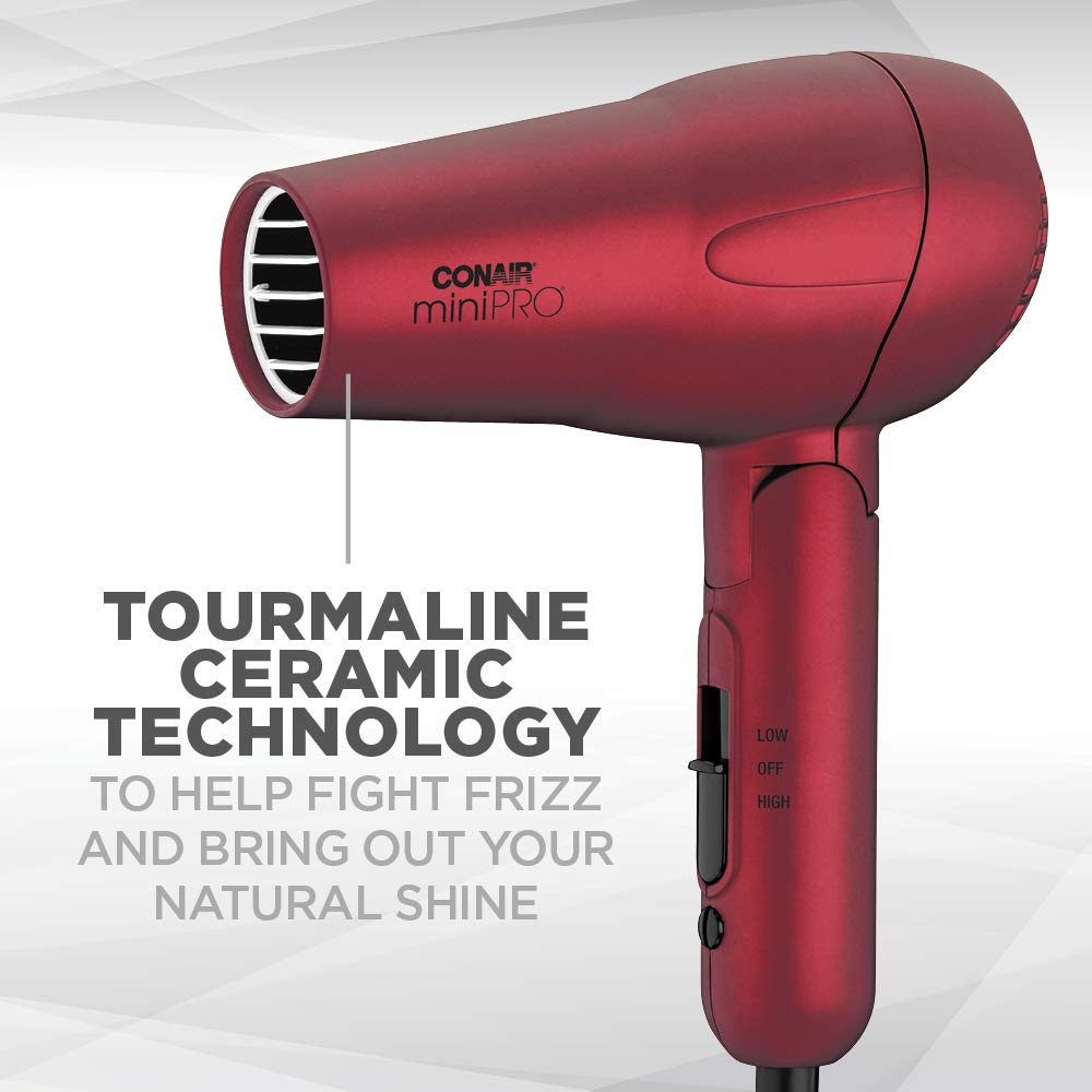 CONAIR miniPRO Tourmaline Ceramic Travel Hair Dryer with Folding Handle - Red-074108295903-LR-326761-4-LR eShop