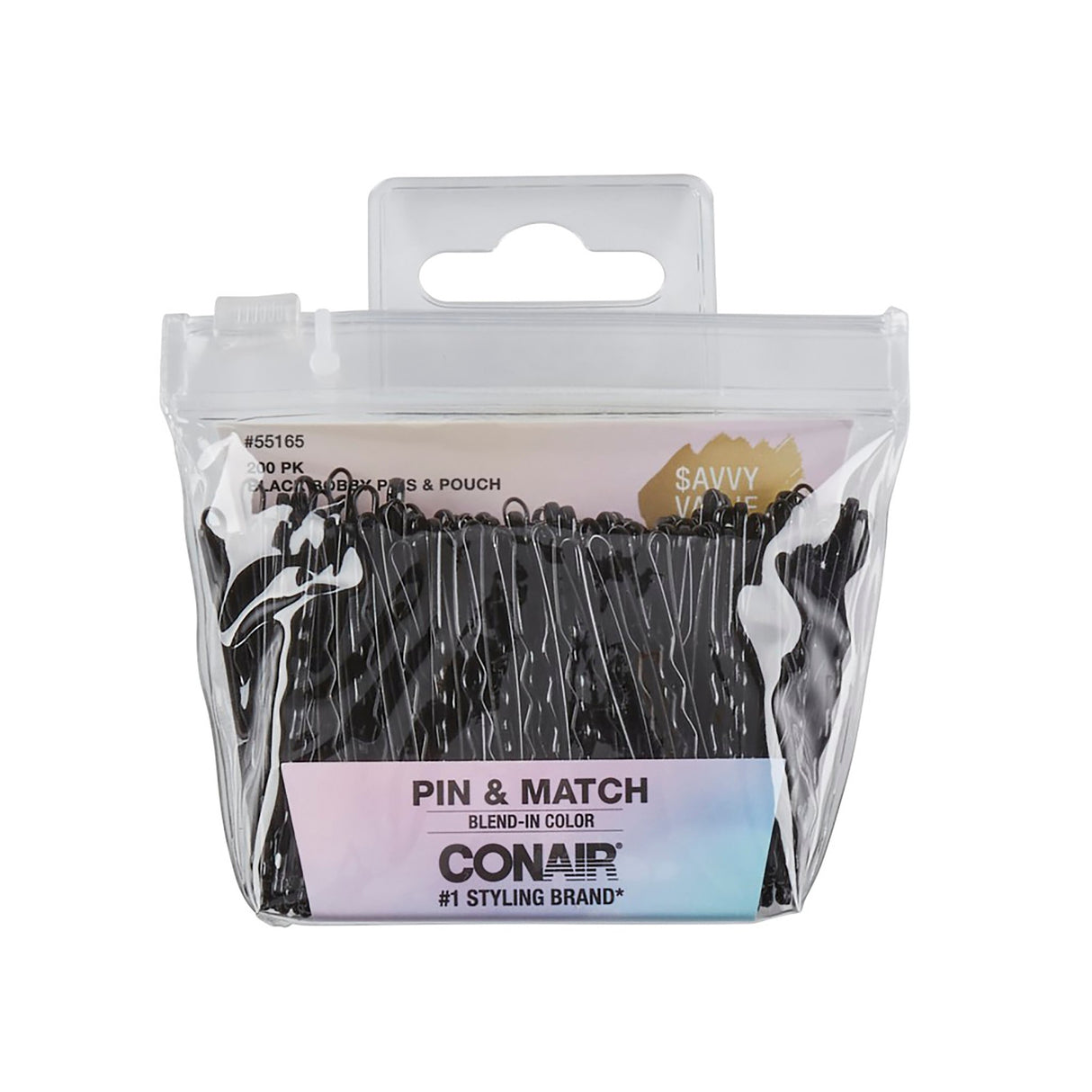 CONAIR Pin & Match Bobby Pins With Pouch - Black, 200 count-074108551658-LR-355906-1-LR eShop