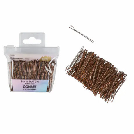 CONAIR Pin & Match Bobby Pins With Pouch - Brown, 200 count-074108556080-LR-360878-2-LR eShop