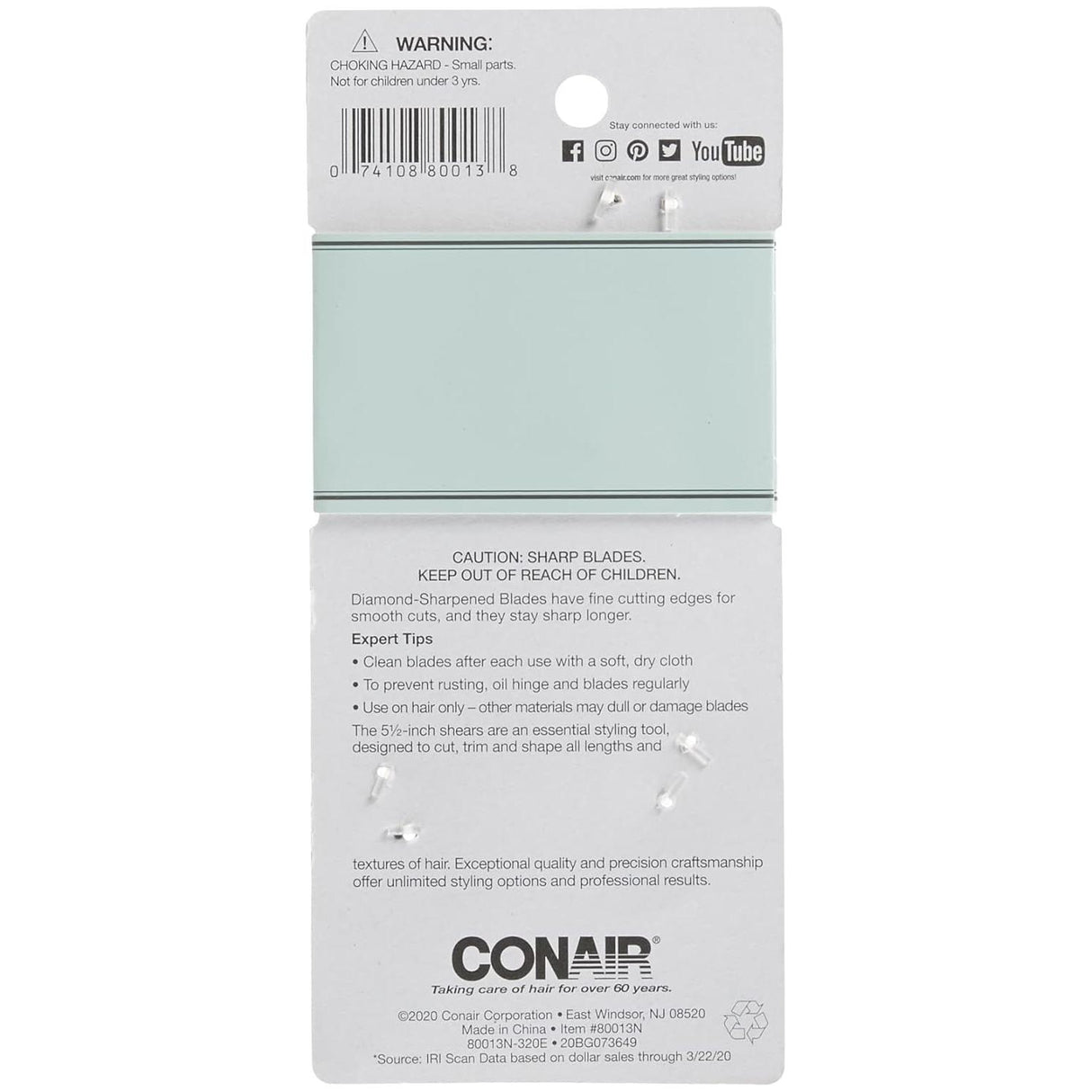 CONAIR Professional Diamond-Sharpened Barber Shears, 5.5"-074108800138-LR-184125-3-LR eShop