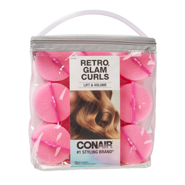 CONAIR Retro Glam Curls Lift & Volume Large Heatless Hair Roller Set, 9 count-074108611321-LR-204208-1-LR eShop