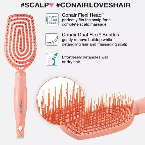 CONAIR Scalp Care Flexi Head Cushion Detangling Hair Brush - Peach-074108864147-LR-354221-5-LR eShop