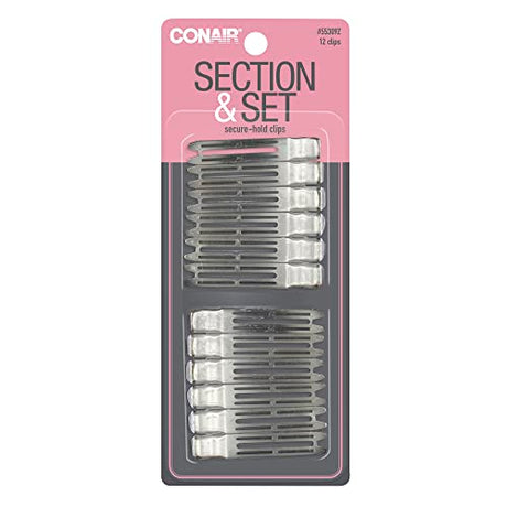 CONAIR Styling Essentials Section & Set Chrome Plated Hair Clips, 12 count-074108553096-LR-192376-1-LR eShop