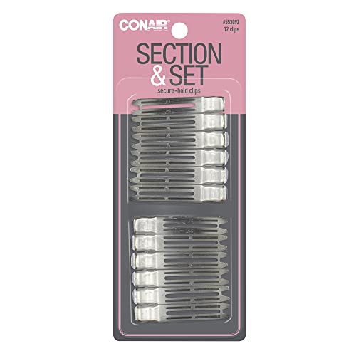 CONAIR Styling Essentials Section & Set Chrome Plated Hair Clips, 12 count-074108553096-LR-192376-1-LR eShop