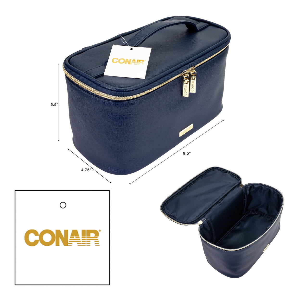 CONAIR Textured Train Case Cosmetic Bag - Navy-079642320678-LR-357088-2-LR eShop