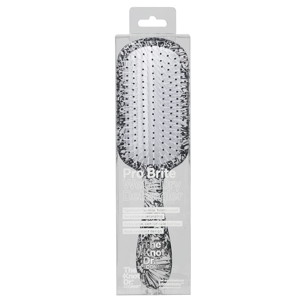 CONAIR The Knot Dr. Pro Brite Wet & Dry Detangler Hair Brush - Black & White Floral-074108955791-LR-345412-1-LR eShop