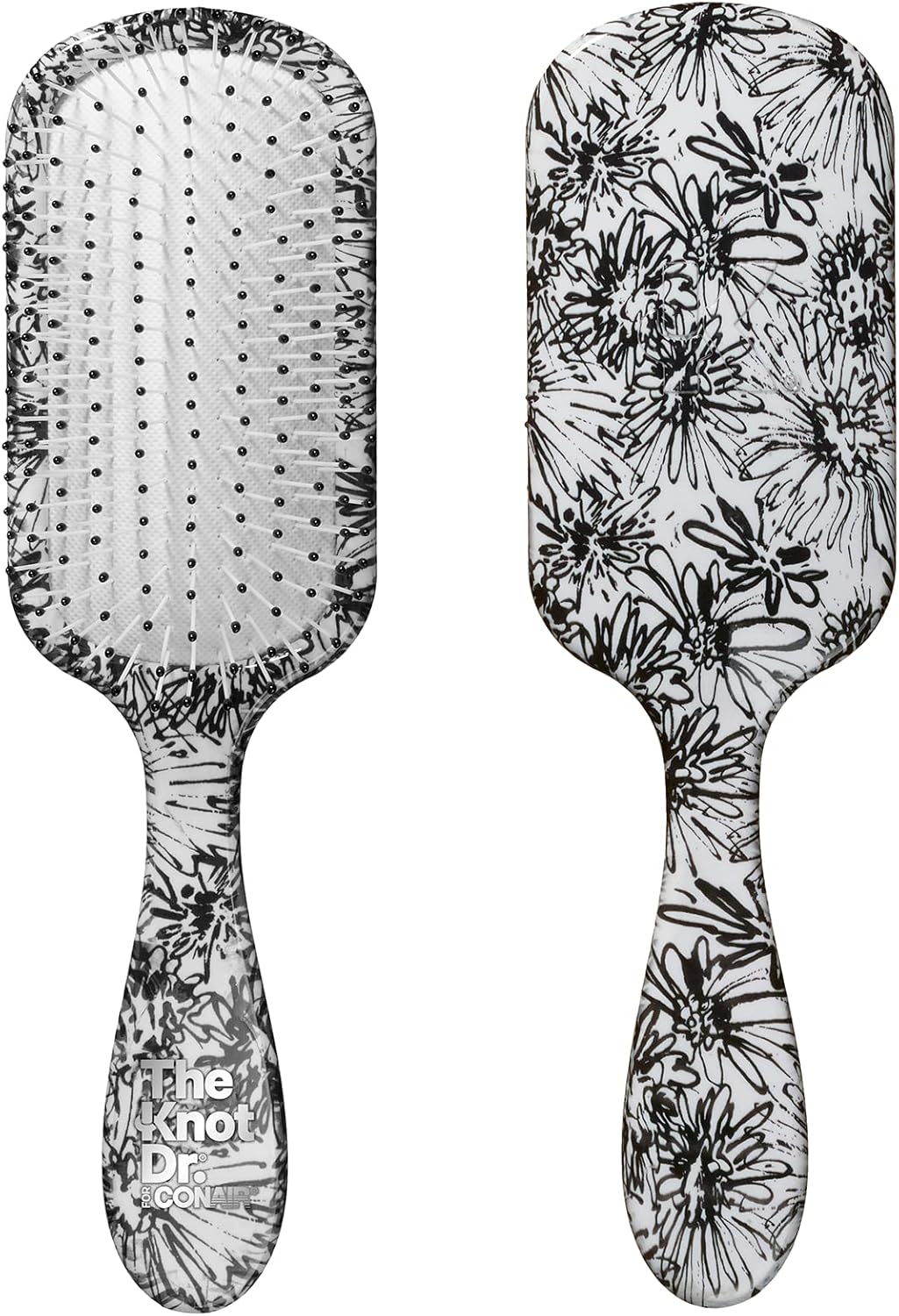 CONAIR The Knot Dr. Pro Brite Wet & Dry Detangler Hair Brush - Black & White Floral-074108955791-LR-345412-2-LR eShop