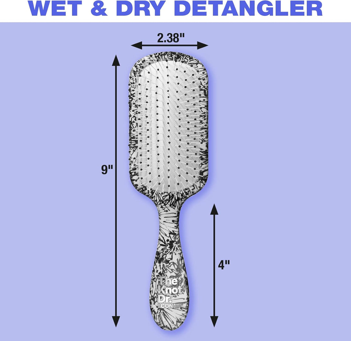 CONAIR The Knot Dr. Pro Brite Wet & Dry Detangler Hair Brush - Black & White Floral-074108955791-LR-345412-5-LR eShop