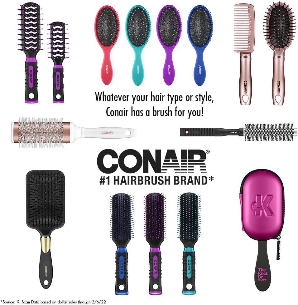 CONAIR The Knot Dr. Pro Brite Wet & Dry Detangler Hair Brush - Black & White Floral-074108955791-LR-345412-9-LR eShop