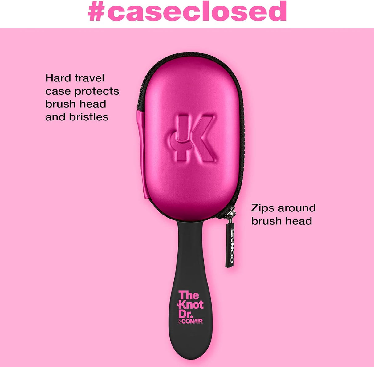 CONAIR The Knot Dr. Pro Mini Wet & Dry Detangler Hair Brush With Pink Case-074108953322-LR-341245-5-LR eShop