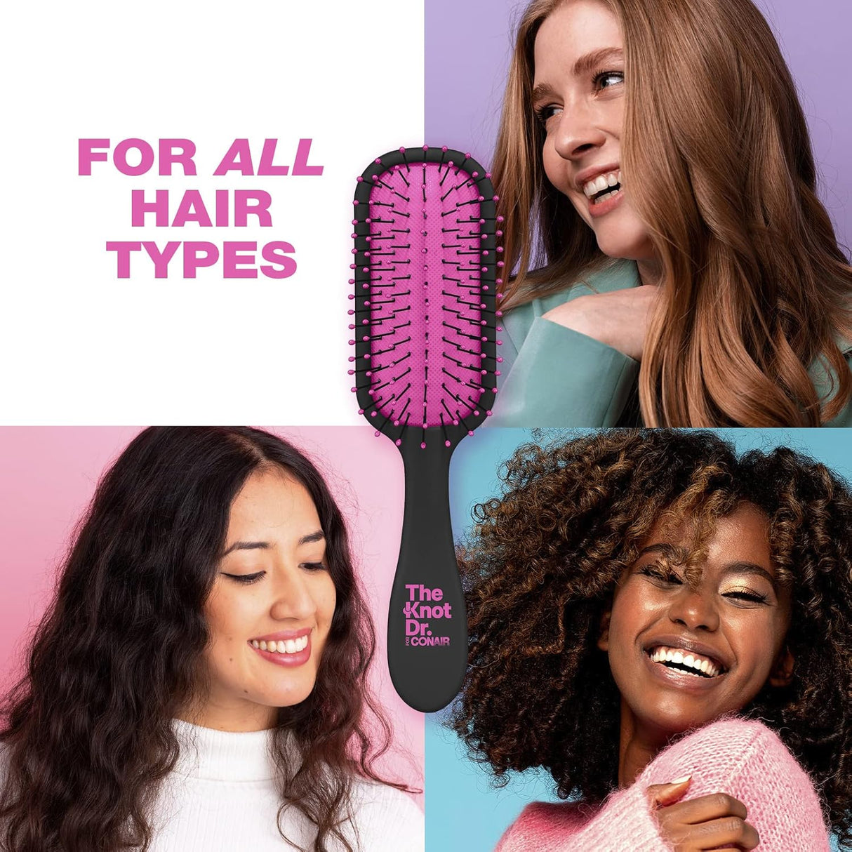 CONAIR The Knot Dr. Pro Mini Wet & Dry Detangler Hair Brush With Pink Case-074108953322-LR-341245-6-LR eShop