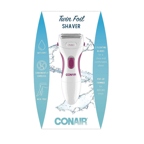 CONAIR Twin Foil Body and Facial Hair Shaver for Women - Pink & White-074108261250-LR-241240-1-LR eShop