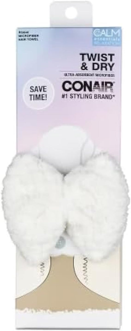 CONAIR Twist & Dry Ultra Absorbent Microfiber Hair Towel With Bow - White-074108596468-LR-354229-1-LR eShop