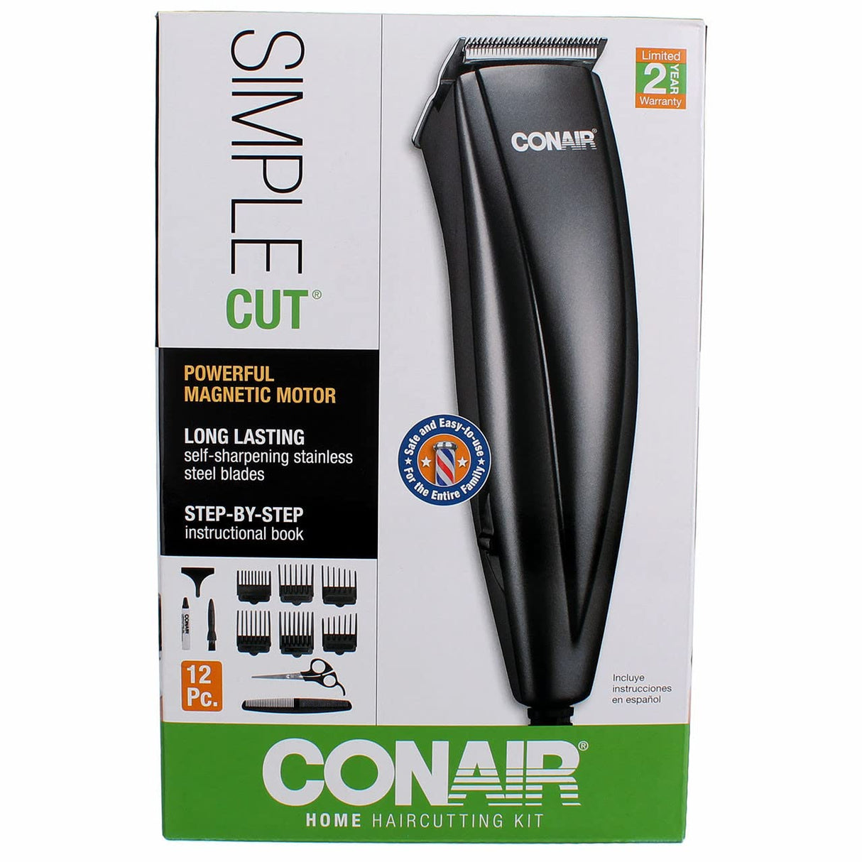 CONAIRMAN Simple Cut Hair Clippers for Men, 12 piece kit-074108151964-LR-361086-1-LR eShop
