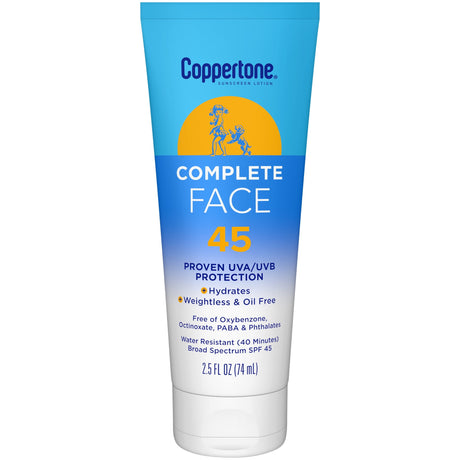 Coppertone Complete Face Sunscreen Lotion SPF 45, 2.5 Fl Oz Tube-072140035921-LR-363511-1-LR eShop