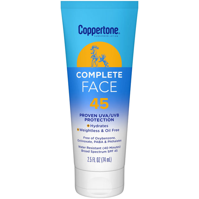 Coppertone Complete Face Sunscreen Lotion SPF 45, 2.5 Fl Oz Tube-072140035921-LR-363511-1-LR eShop