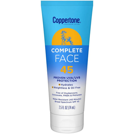 Coppertone Complete Face Sunscreen Lotion SPF 45, 2.5 Fl Oz Tube-072140039288-LR-363528-1-LR eShop