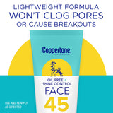 Coppertone Oil Free + Shine Control Sunscreen Face Lotion SPF 45, 2.5 Fl Oz Tube-072140035914-LR-363510-2-LR eShop