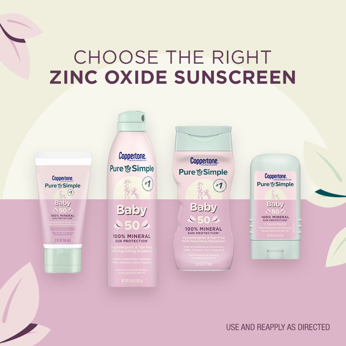 Coppertone Pure and Simple Baby Sunscreen Stick, SPF 50 Mineral Active, 0.49 Oz-072140028862-LR-363361-5-LR eShop