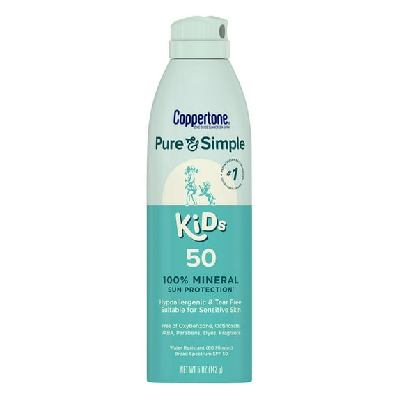 Coppertone Pure and Simple Kids Sunscreen Spray SPF 50, 5 Oz Can-072140028824-LR-363359-1-LR eShop