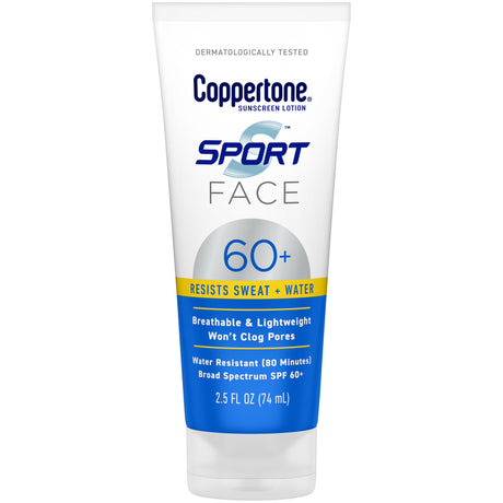 Coppertone Sport Face Sunscreen Lotion SPF 60+, 2.5 Fl Oz Tube-072140038267-LR-363524-1-LR eShop