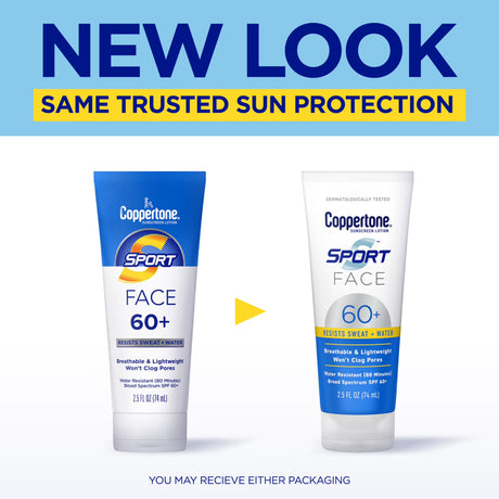 Coppertone Sport Face Sunscreen Lotion SPF 60+, 2.5 Fl Oz Tube-072140038267-LR-363524-2-LR eShop