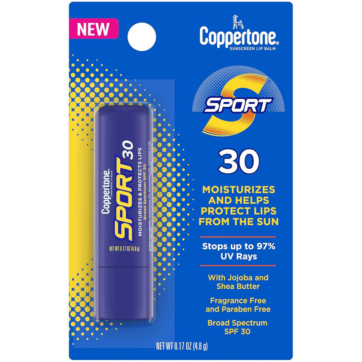 Coppertone Sport SPF 30 Lip Balm With Jojoba and Shea Butter, 0.17 Oz Stick-072140042073-LR-363865-1-LR eShop