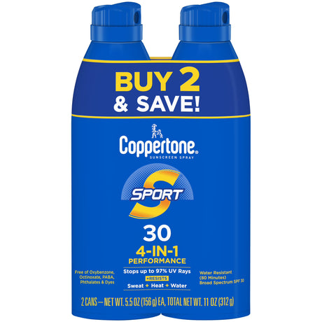 Coppertone Sport SPF 30 Water Resistant Spray Sunscreen, 5.5 Oz, Pack of 2-072140035310-LR-363383-1-LR eShop