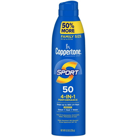 Coppertone Sport Sunscreen Spray, Broad Spectrum SPF 50 Water Resistant Spray Sunscreen, 8.3 Oz-072140039561-LR-363531-1-LR eShop
