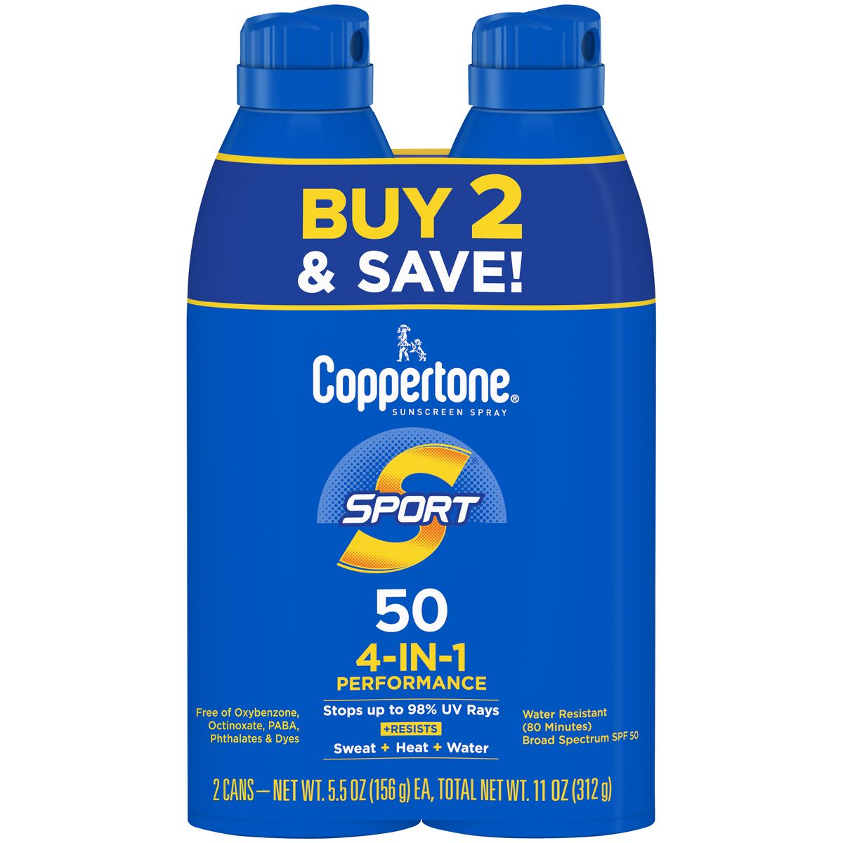Coppertone Sport Sunscreen Spray - SPF 50, Twin Pack-072140035303-LR-363382-1-LR eShop