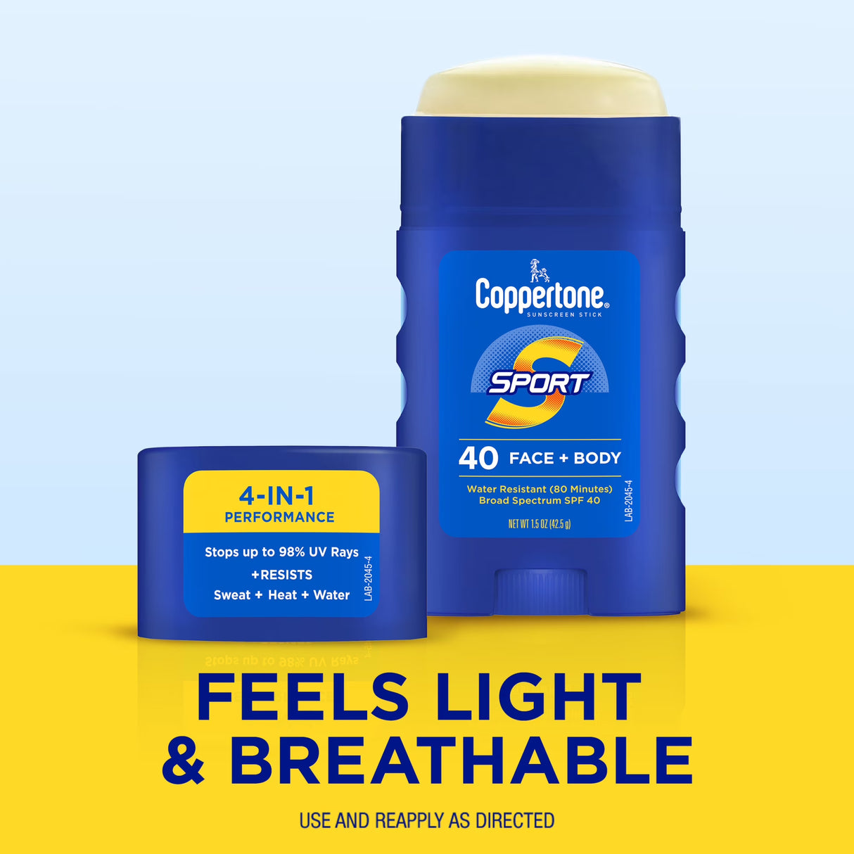 Coppertone Sport Sunscreen Stick, SPF 40 Travel Size for Face and Body, 1.5 Oz-072140031091-LR-363367-3-LR eShop