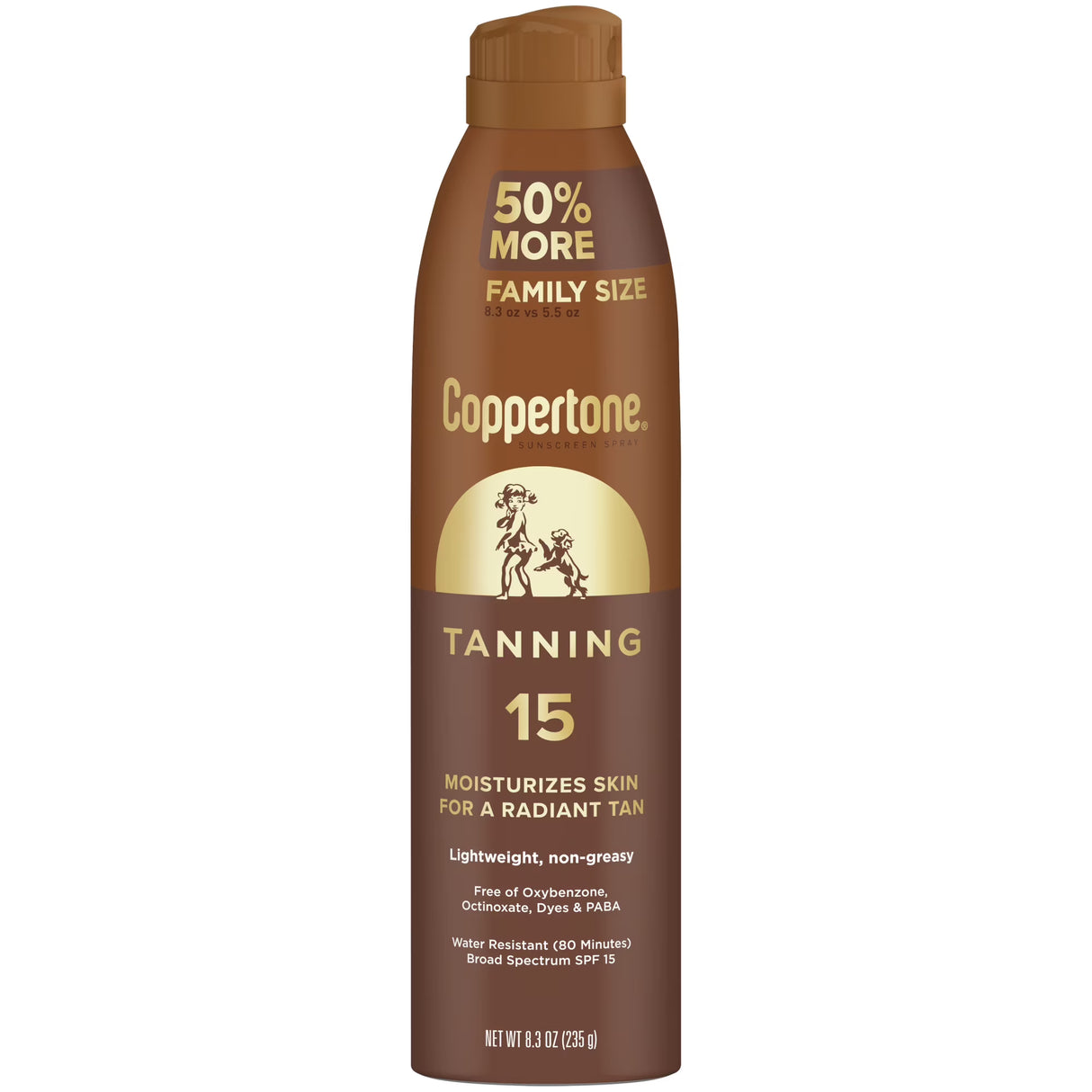 Coppertone Tanning Sunscreen Spray, SPF 15, Water Resistant, 8.3 Oz-072140039608-LR-363533-1-LR eShop