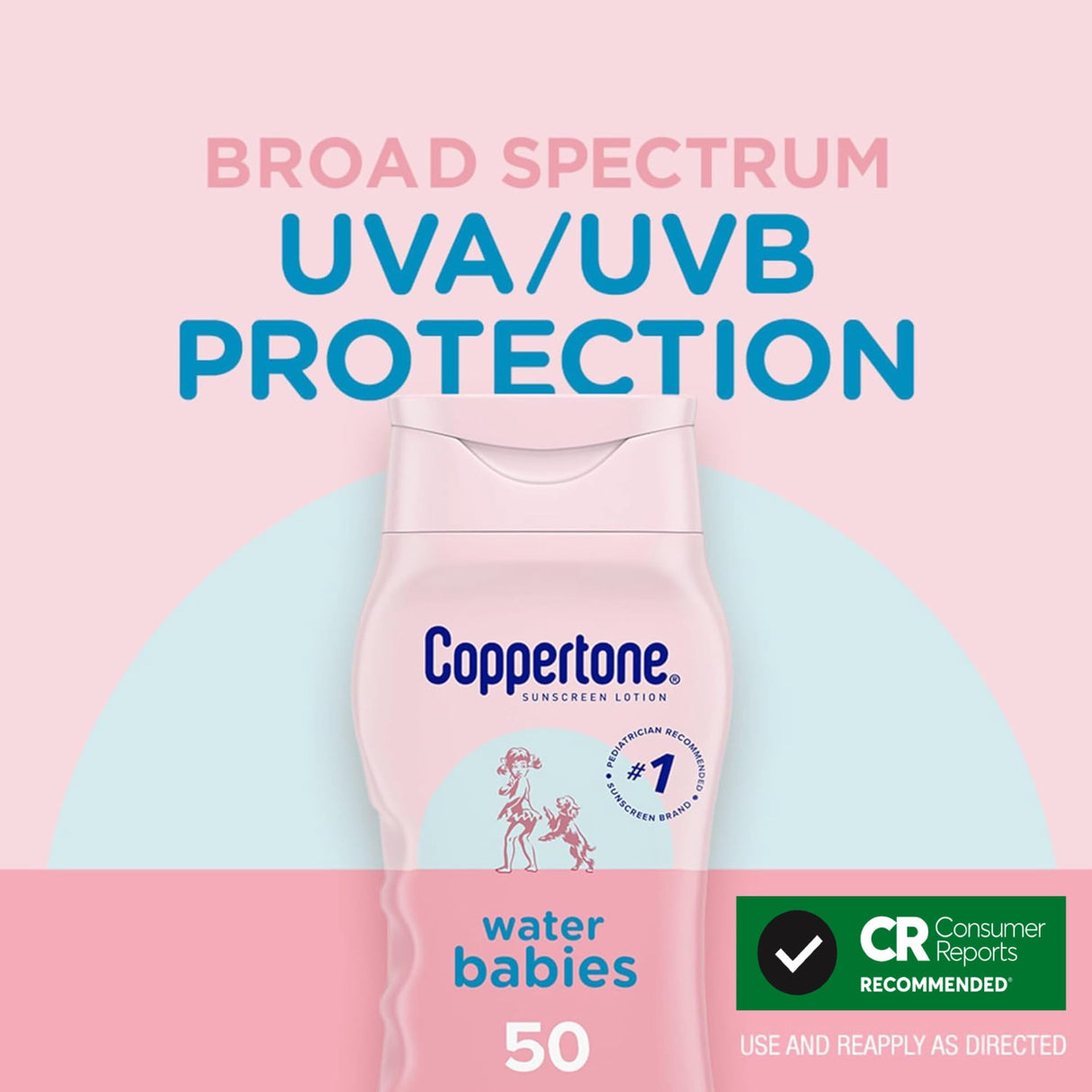 Coppertone WaterBabies SPF 50 Baby Sunscreen Lotion, Water Resistant Sunscreen for Babies, 8 Fl Oz-072140027391-LR-363338-8-LR eShop