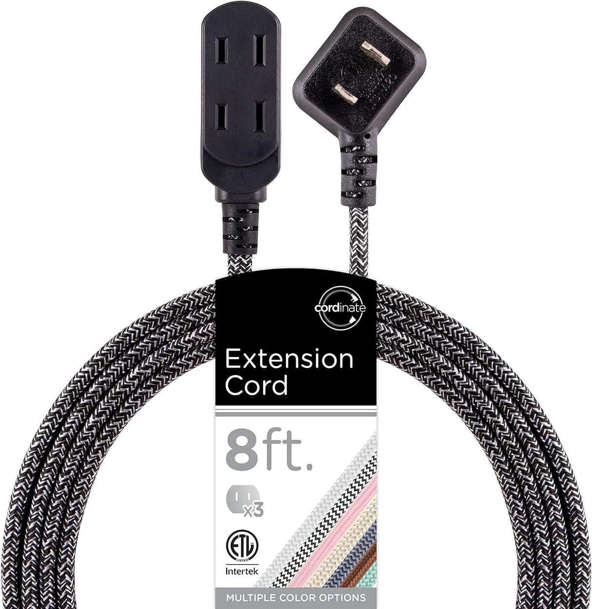 cordinate Basic 3-Outlet Polarized Extension Cord - Dark Heather, 8 ft-030878428415-LR-339330-1-LR eShop
