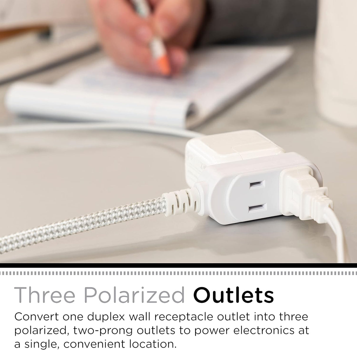 cordinate Basic 3-Outlet Polarized Extension Cord - White, 15 ft-030878434317-LR-339331-3-LR eShop