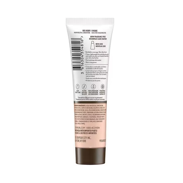 COVERGIRL Clean Invisible Liquid Make Up - 105 Ivory-3616306327696-LR-357643-4-LR eShop