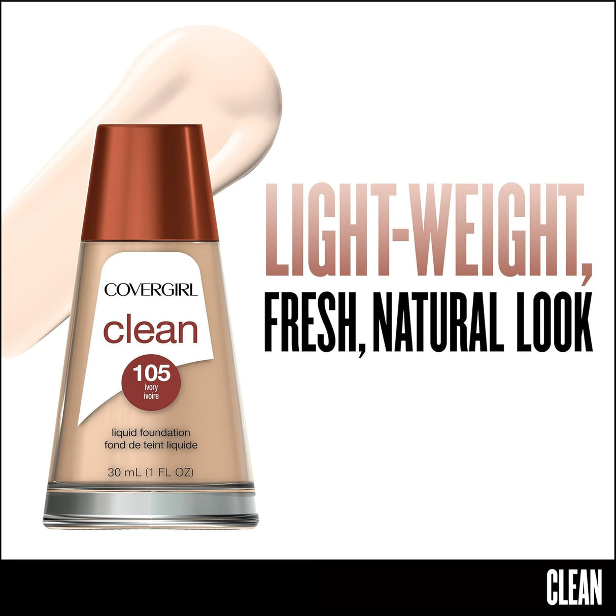 COVERGIRL Clean Makeup Liquid Foundation - 105 Ivory-008100004102-LR-205430-4-LR eShop
