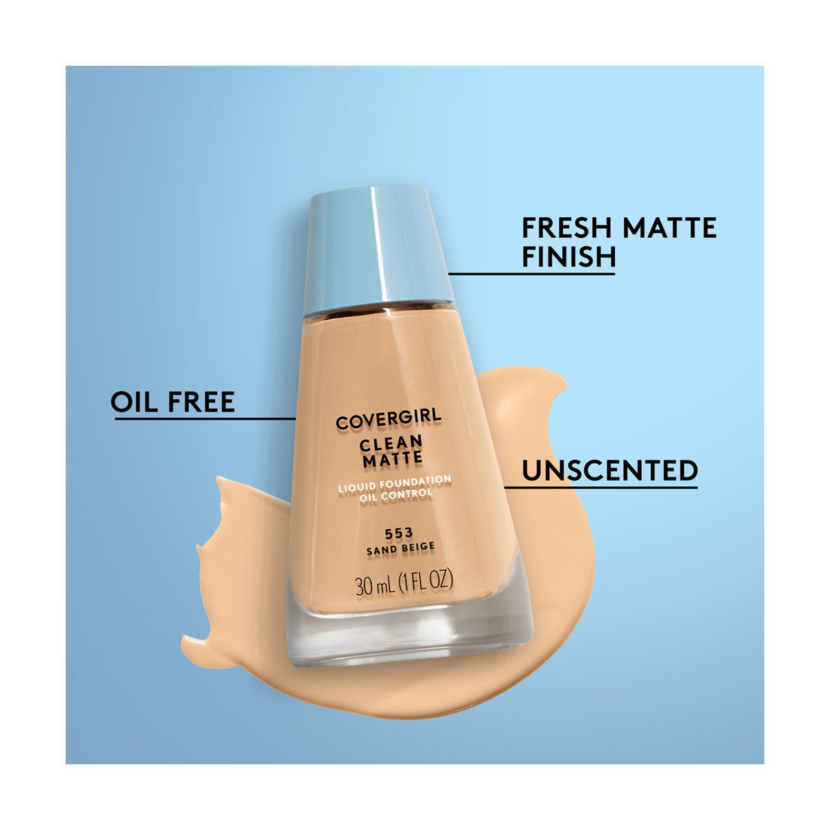 COVERGIRL Clean Matte Liquid Foundation - 553 Sand Beige-3616302476800-LR-340468-5-LR eShop