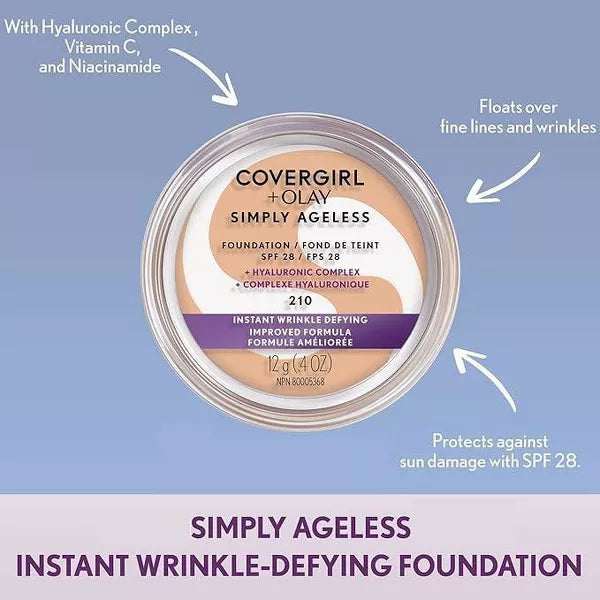 COVERGIRL + Olay Simply Ageless Wrinkle Defying Foundation Compact - 210 Classic Ivory-008100007950-LR-240006-4-LR eShop