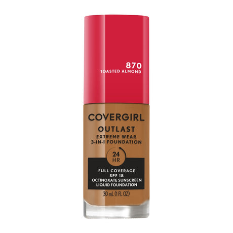 COVERGIRL Outlast Extreme Full Coverage Liquid Foundation - 870 Toasted Almond-3616301280842-LR-337935-1-LR eShop