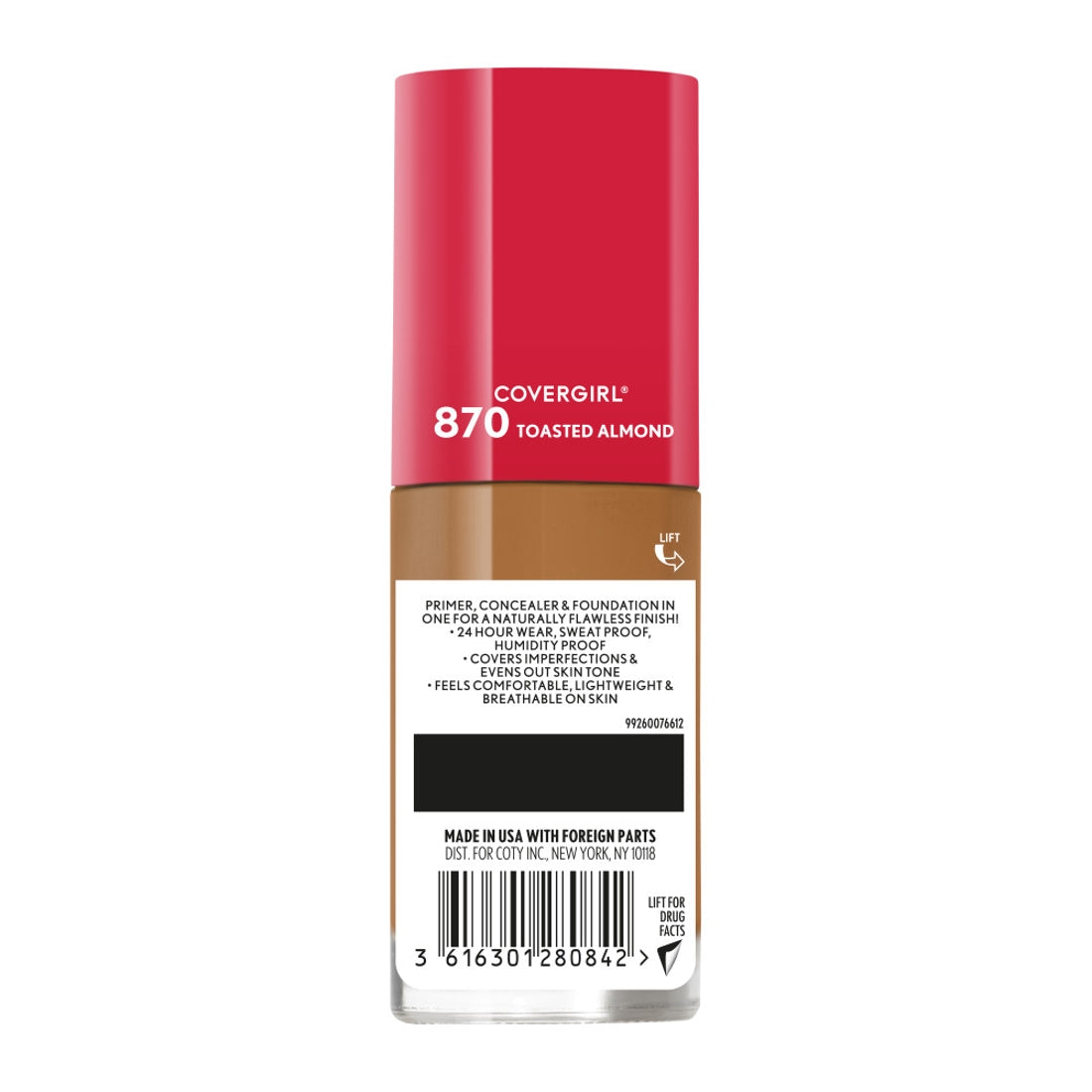 COVERGIRL Outlast Extreme Full Coverage Liquid Foundation - 870 Toasted Almond-3616301280842-LR-337935-4-LR eShop