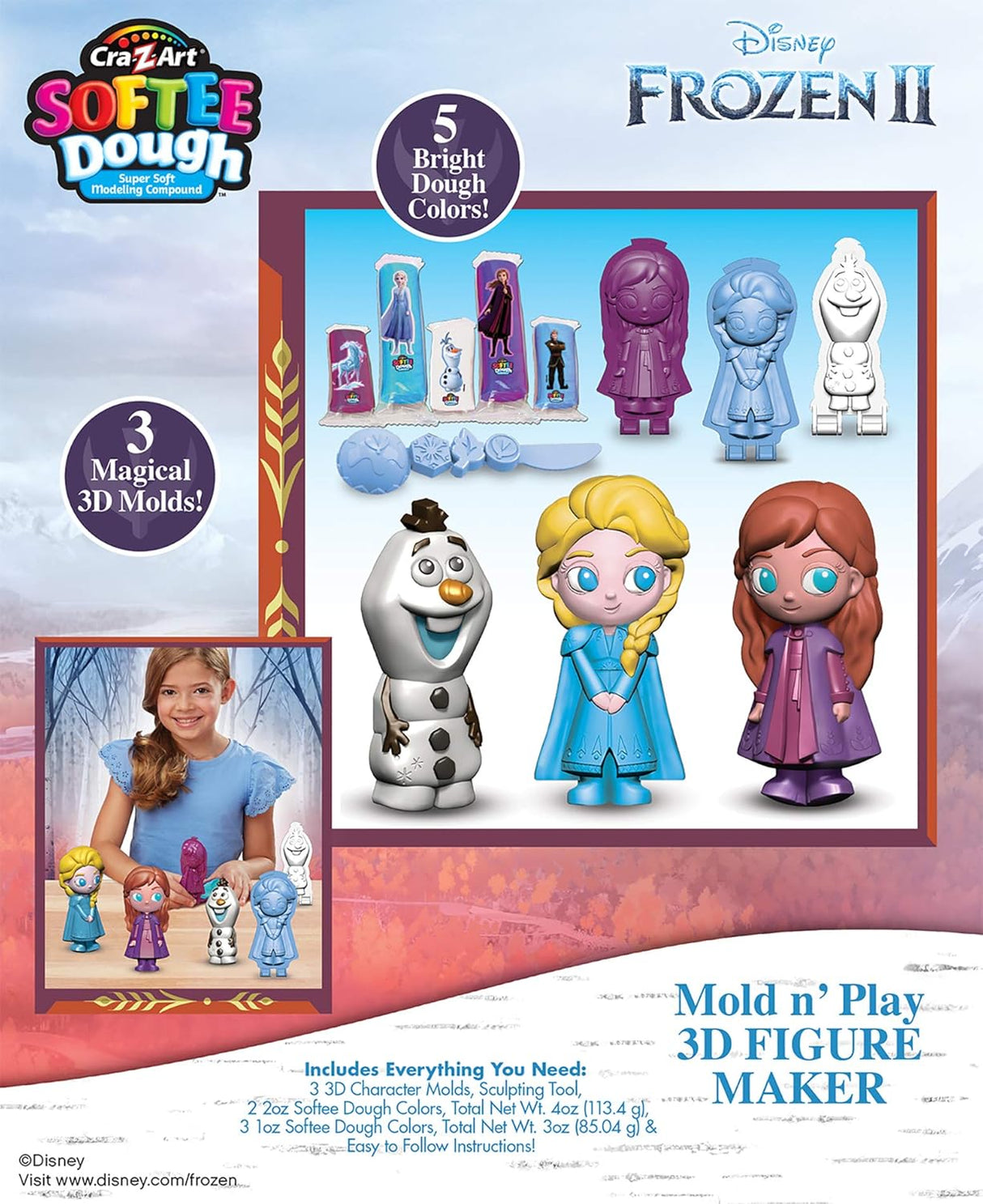 Cra-Z-Art Softee Dough Disney Frozen 2 Mold N' Play Figure Maker Kit-884920365049-LR-338399-3-LR eShop
