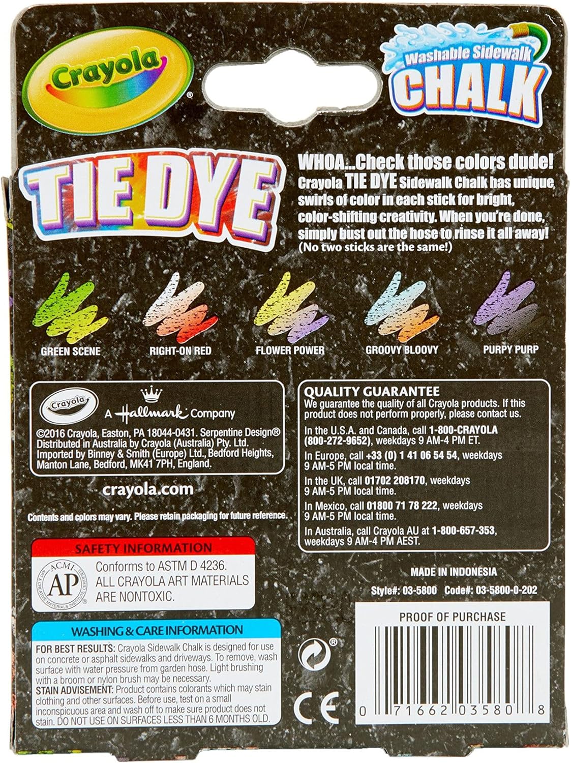 Crayola Special Effects Tie Dye Sidewalk Chalk, 5 count-071662035808-LR-331160-4-LR eShop