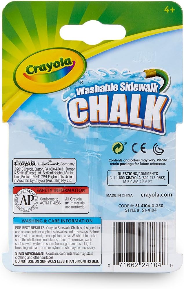 Crayola Washable Sidewalk Chalk, 4 count-071662241049-LR-355012-4-LR eShop
