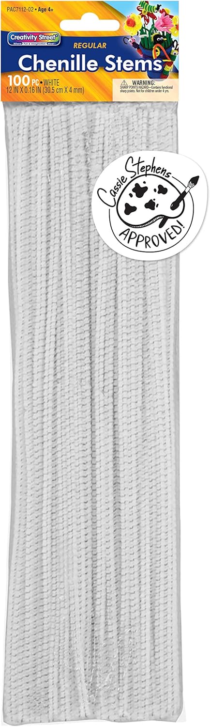 Creativity Street Regular Chenille Stems - White, 100 count-021196711228-LR-347752-1-LR eShop
