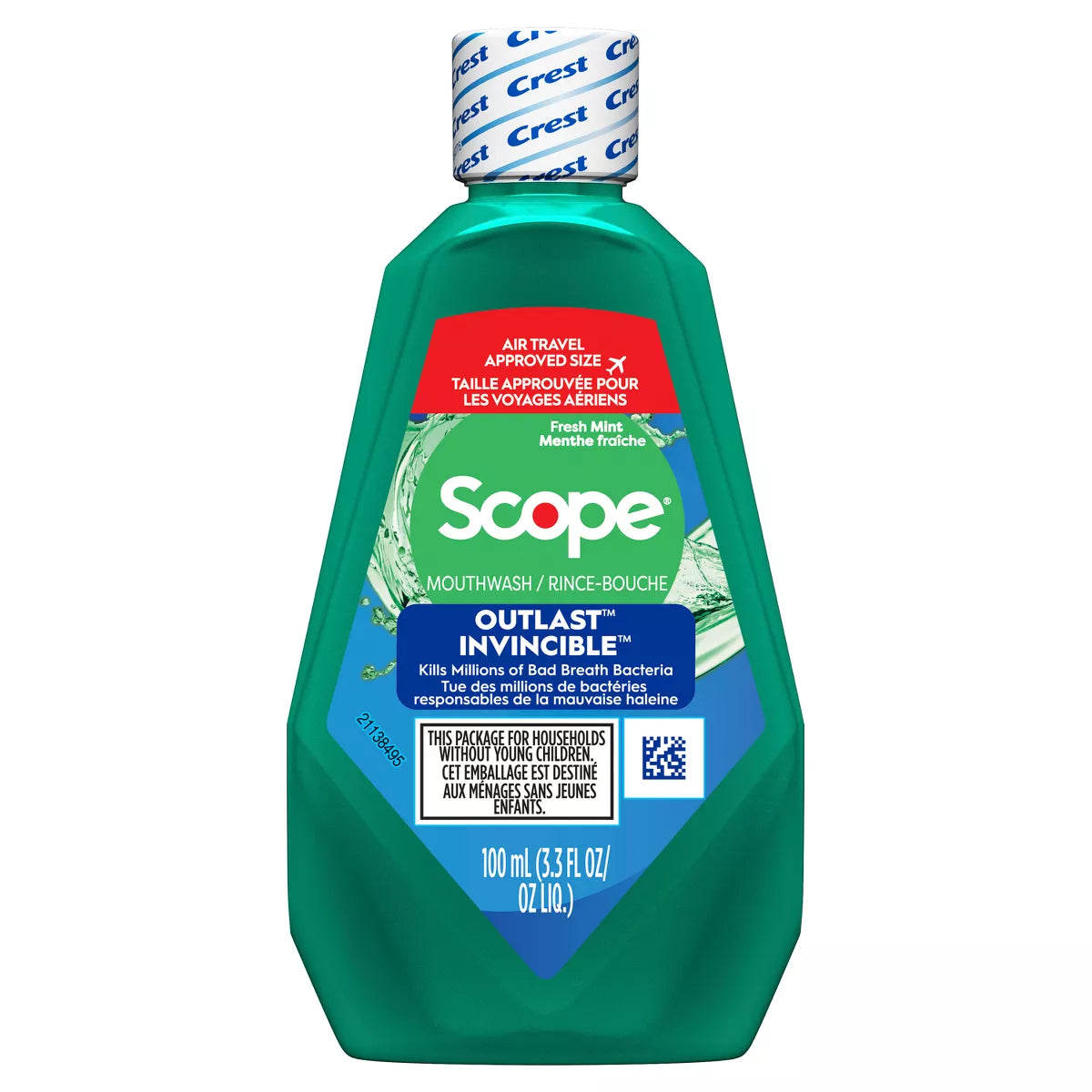 Crest Scope Outlast Mouthwash - Fresh Mint, 3.3 oz-037000736271-LR-346549-1-LR eShop