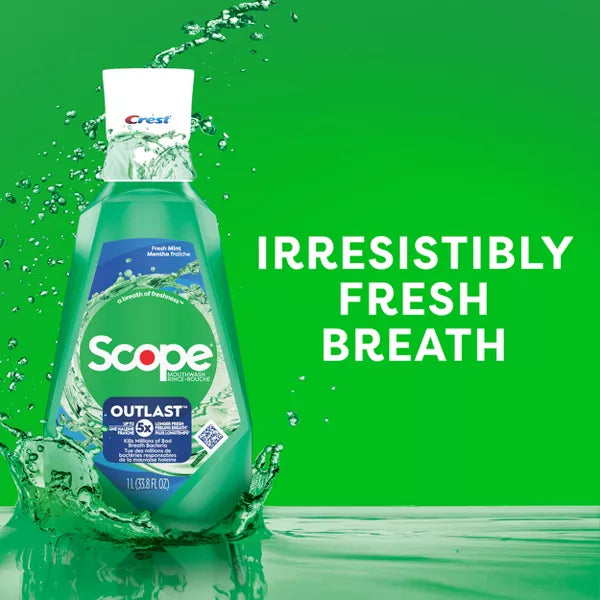 Crest Scope Outlast Mouthwash - Fresh Mint, 3.3 oz-037000736271-LR-346549-3-LR eShop