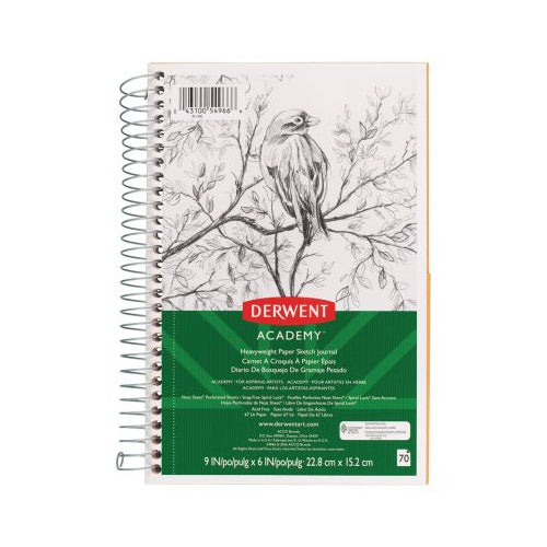 Derwent Academy Heavyweight Paper Sketch Journal, Wirebound, 70 Sheets, 9 x 6"