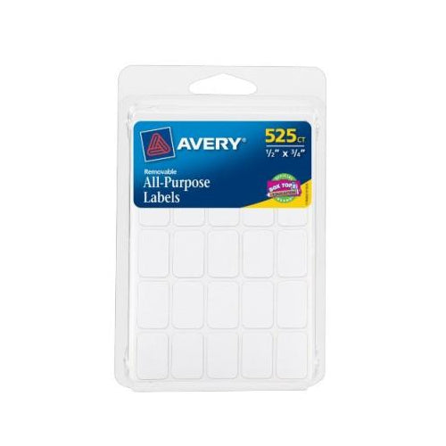 Avery Removable Labels  1/2  x 3/4   525 CT