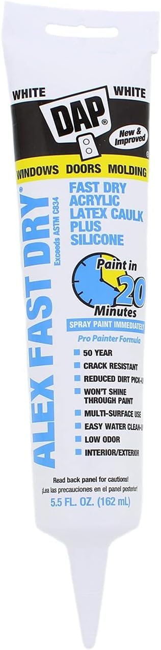 DAP Alex Fast Dry Acrylic Latex Plus Silicone Caulk - White, 5.5 oz-070798114258-LR-357309-1-LR eShop